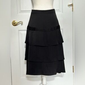 BANANA REPUBLIC Beautiful 3 Layers Midi Skirt, A-Line, Black, Size 0